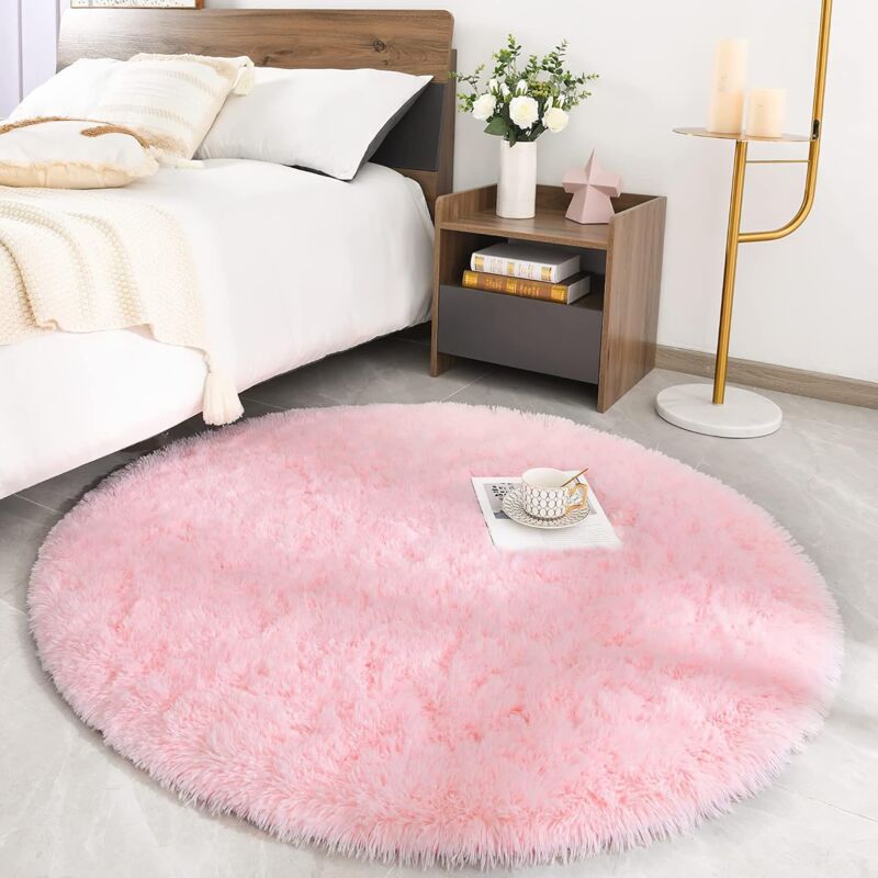 foto del prodotto tonchean tappeto rotondo per soggiorno, tappeto scendiletto peloso, morbido tappeto grande per camera da letto, tappeto decorativo in stile moderno