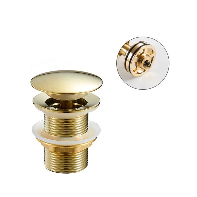foto del prodotto tonchean tappo per lavandino pop up ottone universale senza troppopieno per lavandino e lavabo oro