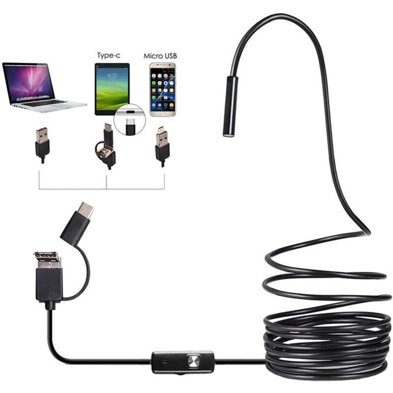 foto del prodotto tonchean telecamera di ispezione usb type c 3 in 1 telecamere hd industriali endoscopio, tubo impermeabile per tubo di scarico, luminosit 