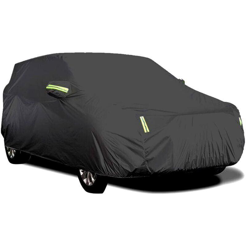 foto del prodotto tonchean telo copriauto per esterni, traspirante, anti uv, antipolvere e anti neve, con fibbia fissa, striscia riflettente nero, 4,8 x 1,8 x 1,5 m 