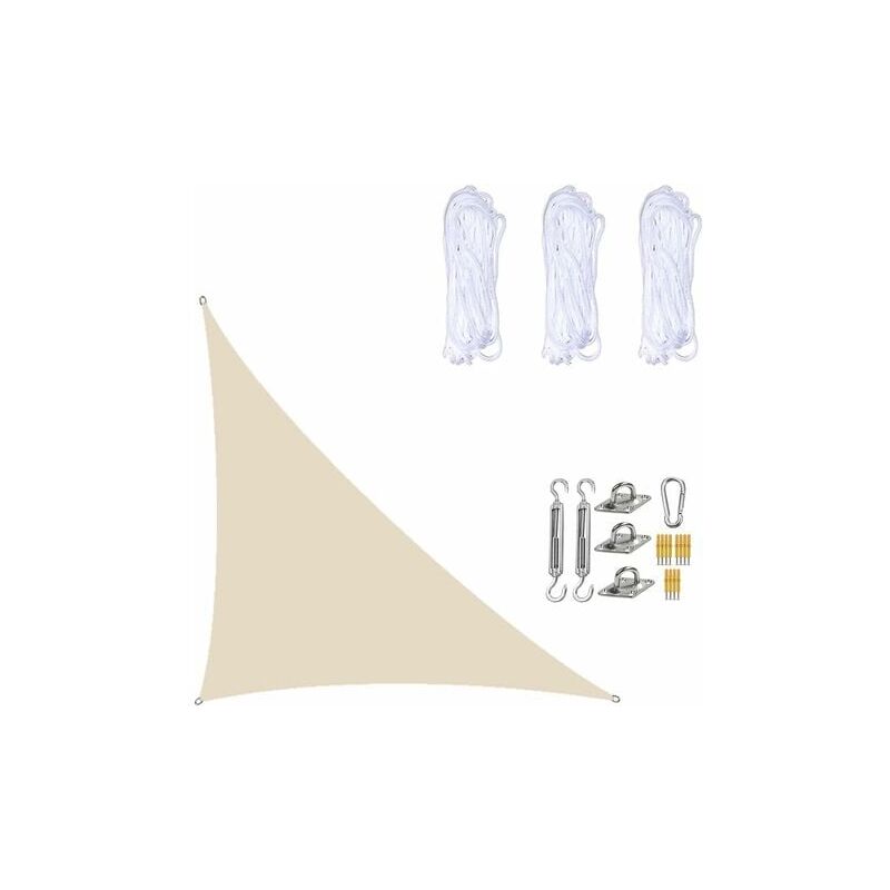 foto del prodotto tonchean tenda da sole a vela impermeabile 3 4 5 metri, telo ombreggiante triangolare rettangolare con kit di fissaggio per giardino, terrazza e