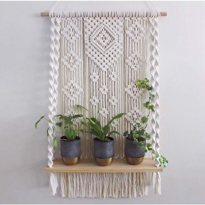 foto del prodotto tonchean tenda per porta, decorazione per vasi di fiori per la casa, mensola da parete in cotone e macram fatta a mano, 44 x 70 cm