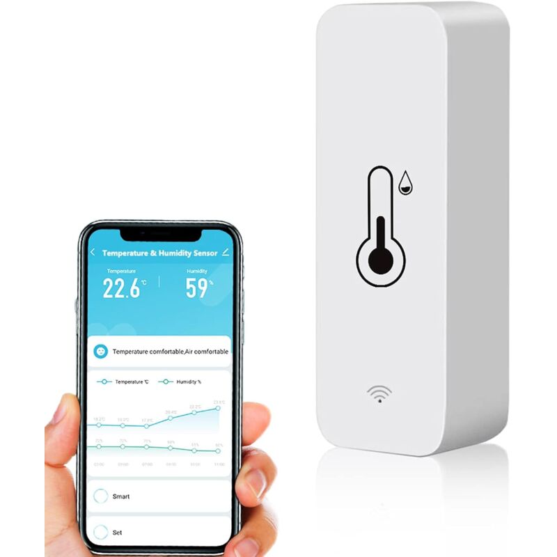 foto del prodotto tonchean termometro intelligente wifi, mini sensore digitale di temperatura e umidit per interni, sensore di temperatura e umidit per serre e