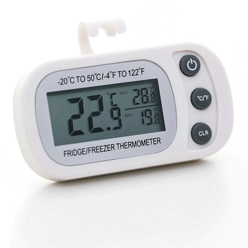 foto del prodotto tonchean termometro per frigorifero con display lcd, termometro digitale impermeabile per congelatore con gancio magnetico, termometro bianco per