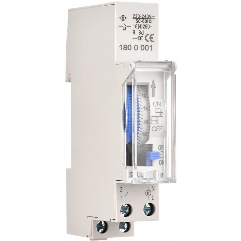 foto del prodotto tonchean timer meccanico 24 ore timer minimo 15 minuti montaggio su guida batteria integrata, sul180a ac220 240v grigio sul180a ac220 240v grigio