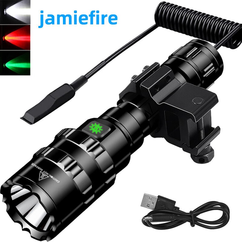 foto del prodotto tonchean torcia tattica a led, torcia a 1 modalit con interruttore a pressione e guida di montaggio, anello offset per montaggio laterale classe