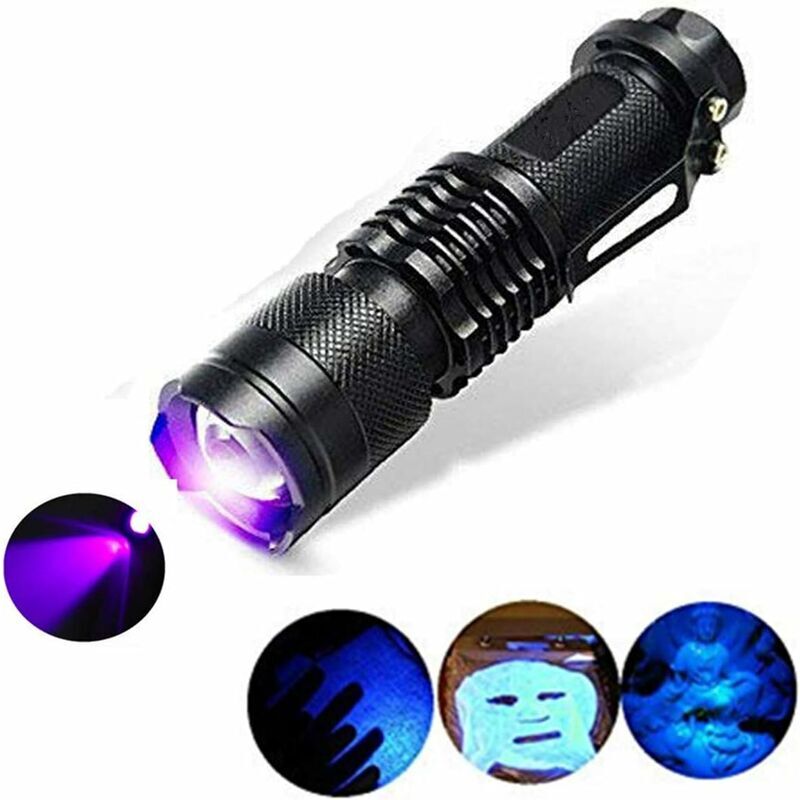 foto del prodotto tonchean torcia uv, 300 lumen, modalit uv zoomabile da 395 nm a 395 nm per rilevamento macchie di cane, controllo passaporti e denaro, cosmetici