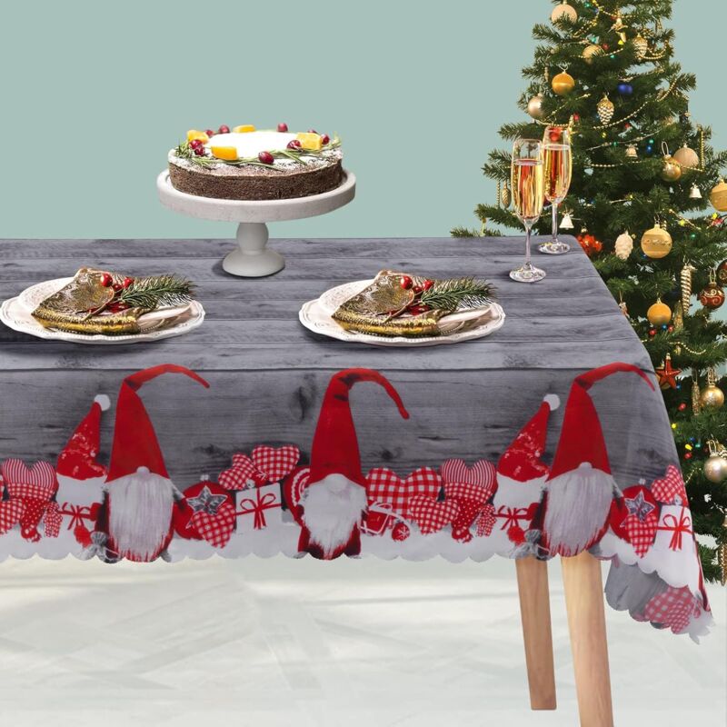 foto del prodotto tonchean tovaglia natalizia, 180 x 150 cm, rettangolare, poliestere, antimacchia, decorazione da tavola per le feste di natale