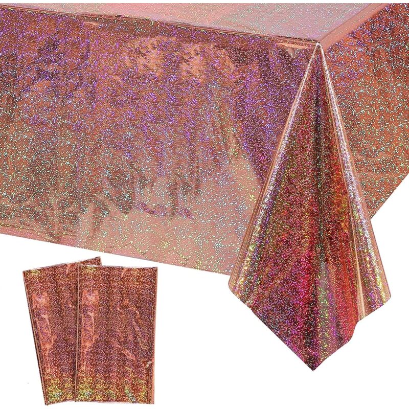 foto del prodotto tonchean tovaglia per feste, 2 pezzi 137 x 274 cm tovaglia di plastica colorata, tovaglia di compleanno monouso rettangolare impermeabile per