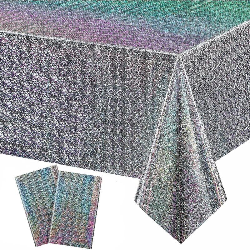 foto del prodotto tonchean tovaglia per feste, 2 pezzi 137 x 274 cm tovaglia di plastica colorata, tovaglia di compleanno monouso rettangolare impermeabile per