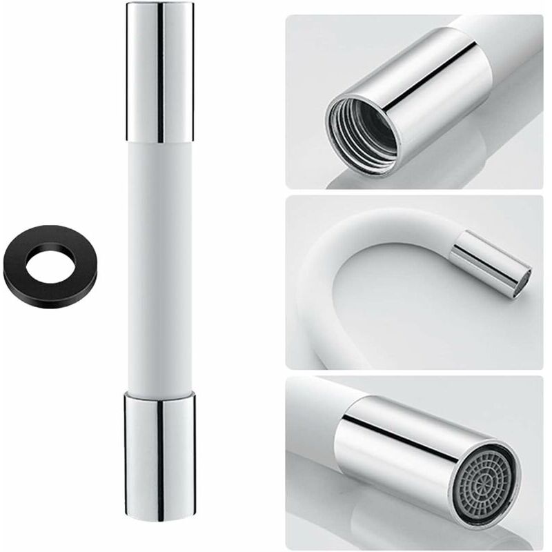 foto del prodotto tonchean tubo prolunga rubinetto forma universale con filtro gorgogliatore con anello di tenuta , rotazione 360 , 20 cm, bianco