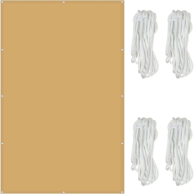 foto del prodotto tonchean vela ombreggiante rettangolare 2x3m, impermeabile, con protezione uv al 98 , con corde da 1,5 m, per esterni, giardino, patio, crema