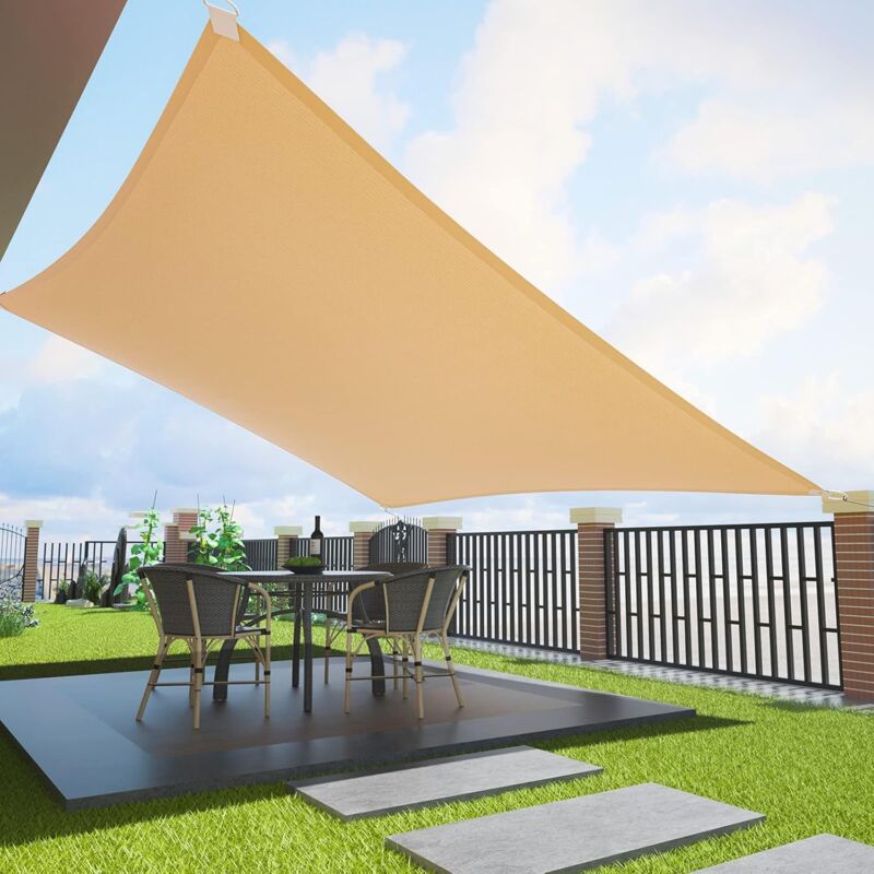 foto del prodotto tonchean vela ombreggiante rettangolare 3x3m 95 uv block per giardini, balconi, terrazze, eventi all aperto colore sabbia