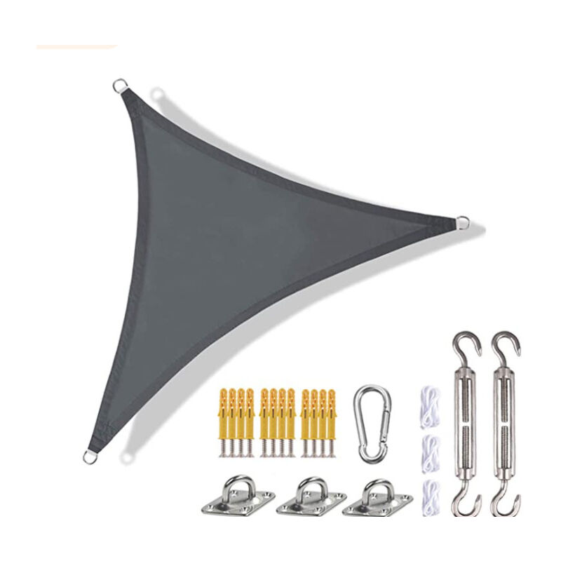 foto del prodotto tonchean vela ombreggiante triangolare 3x3x3m, impermeabile, anti uv, per esterni, da giardino, patio, grigio chiaro