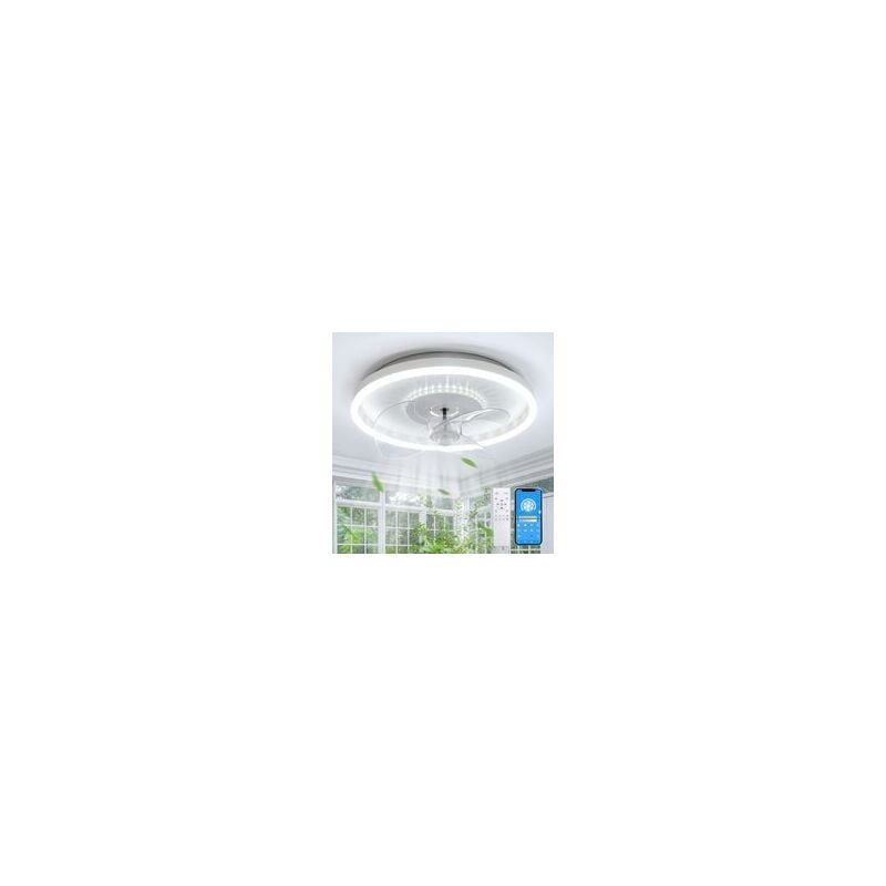foto del prodotto tonchean ventilatore da soffitto con illuminazione, luce del ventilatore a led dimmerabile con telecomando tramite app, 6 velocit , ventilatore da