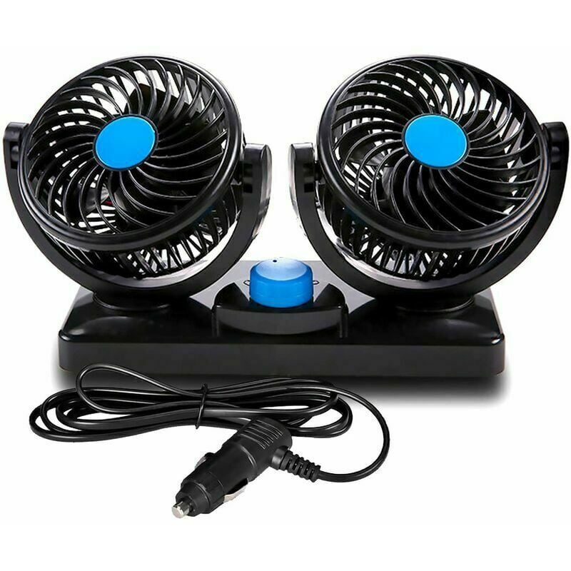 foto del prodotto tonchean ventilatore per auto da 12 v con doppia testa rotante, silenzioso, girevole a 360 gradi, 2 velocit , regolabile, con accendisigari