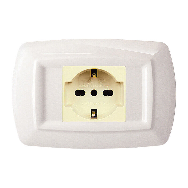 foto del prodotto tondo placca mod.magic plast.1p.schuko bian.. prezzo per 1 pezzo.