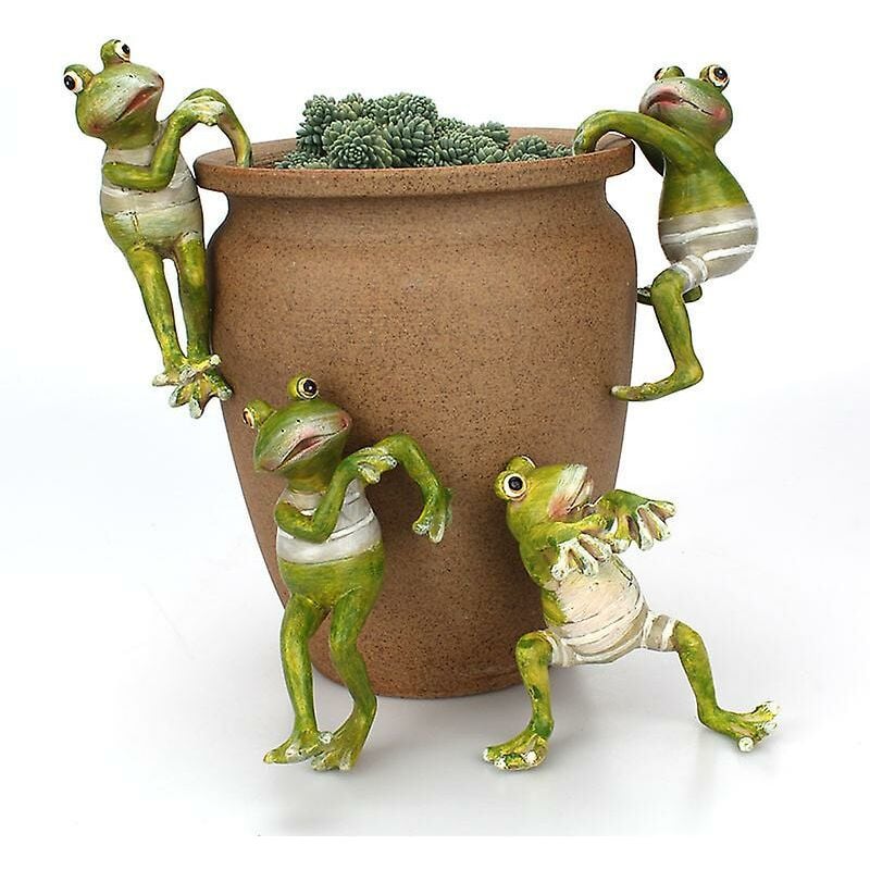 foto del prodotto tonghang vaso di fiori appendiabiti decorazione rana vaso di fiori resina creativo 3d artigianato animale deco4 pezziverde