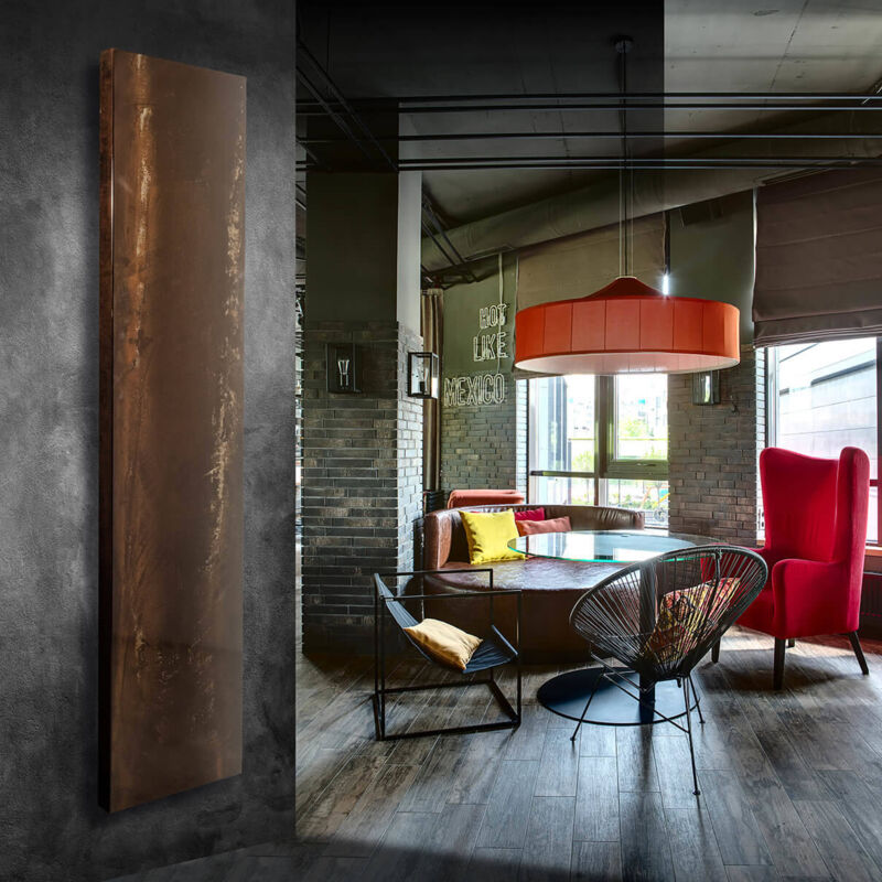 foto del prodotto tonon radiatore verticale di design pierrot plus colori corten 32,5 cm
