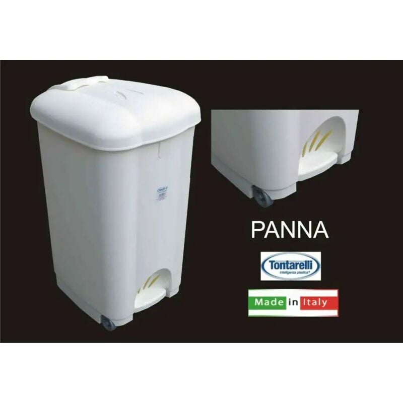 foto del prodotto tontarelli pattumiera a pedale con ruote carolina 50 litri bianco 34,5x41,5xh 63,5 cm