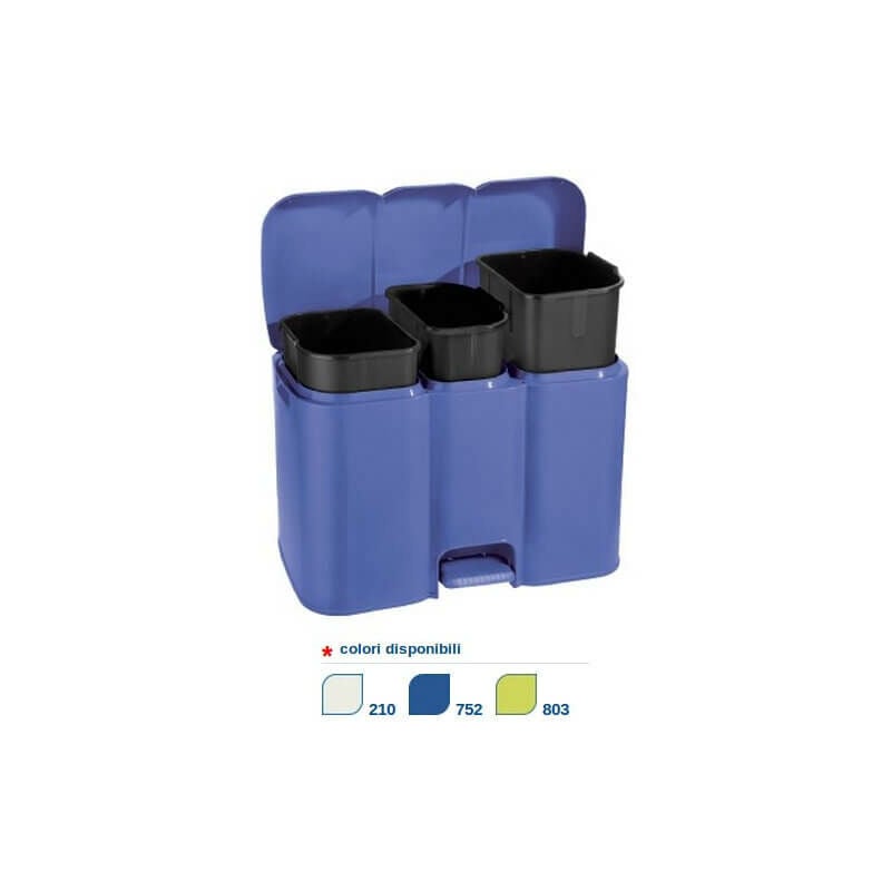 foto del prodotto tontarelli pattumiera per differenziata patty 3 colore blu delfino e nero