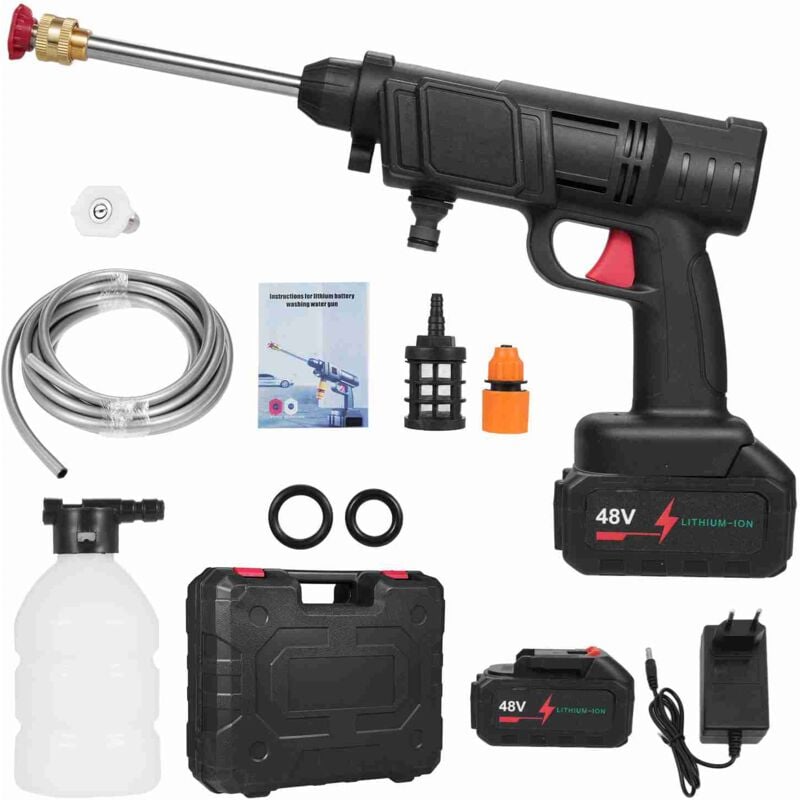 foto del prodotto tonysa idropulitrice a pressione senza fili, idropulitrice a pressione senza fili da 350 psi con 2 batterie, idropulitrice a batteria con tubo