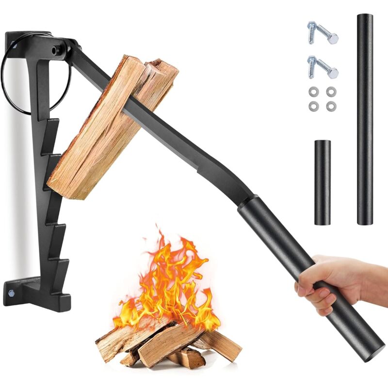 foto del prodotto tonysa portalegna manuale da parete, spaccalegna per legna da ardere, spaccalegna, coltello per trucioli, leva da parete, accendifuoco manuale,