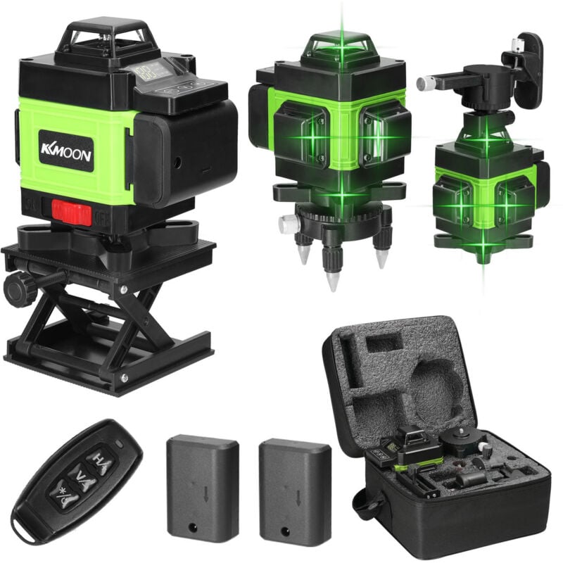 foto del prodotto tonysa x 360 livello laser, 4d 16 linee autolivellante livello laser, 2400mah x 2 batterie, livello laser verde impermeabile e antipolvere,