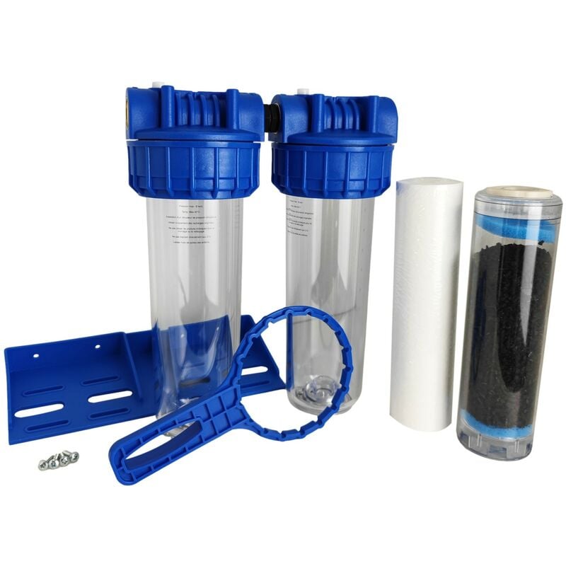foto del prodotto toodo portafiltro doppio acqua 9 3 4 20 27f con sedimento 20 m e cartuccia a carboni attivi