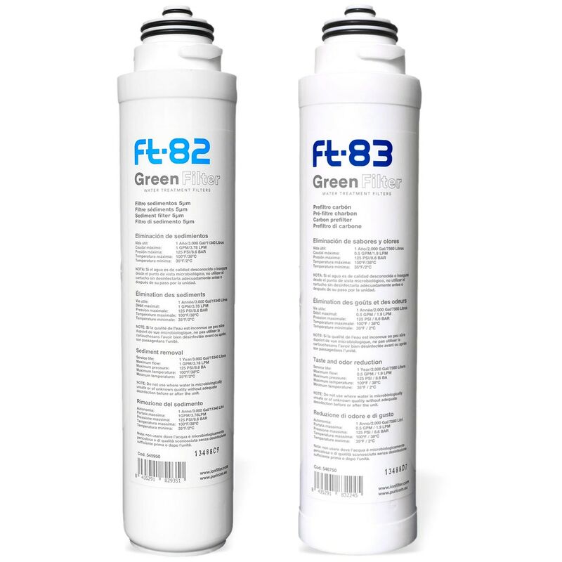 foto del prodotto toodo set di 2 cartucce filtranti per filtro sottolavello duo e trio ft82 filtro sedimenti ft83 carbone attivo
