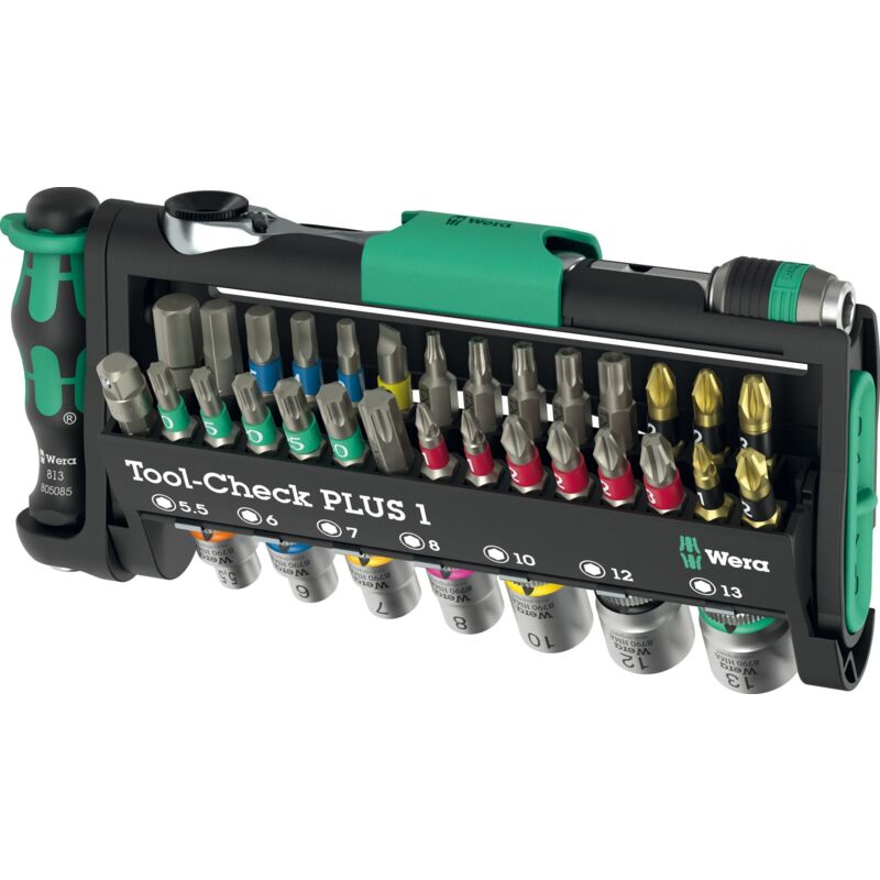 foto del prodotto tool check plus 1 05049055001 kit inserti 39 parti taglio, croce phillips, croce pozidriv, brugola interna, torx i wera