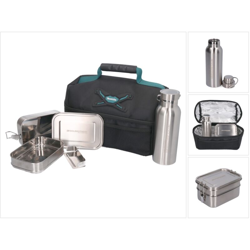 foto del prodotto toolbrothers kit per la colazione con borsa isolata makita toolbrothers contenitore per pane in acciaio inox 1340 ml borraccia in acciaio inox