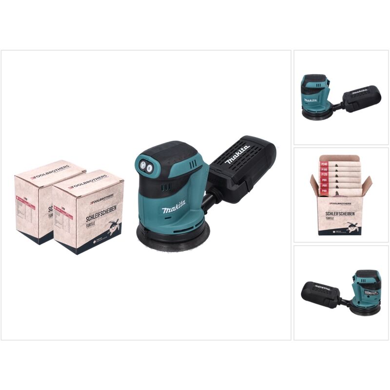foto del prodotto toolbrothers makita dbo 180 z levigatrice eccentrica a batteria 18 v 125 mm 2x set di levigatura turtle senza batteria, senza caricabatterie