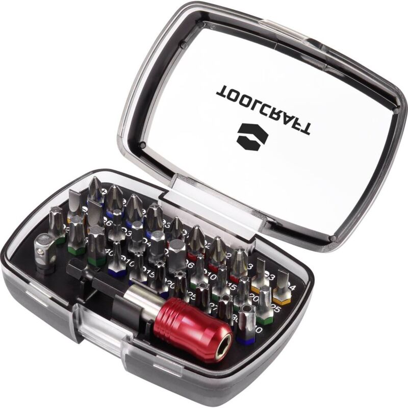 foto del prodotto toolcraft 1613599 kit inserti 32 parti taglio, croce phillips, croce pozidriv, brugola interna, torx tamper resistant,