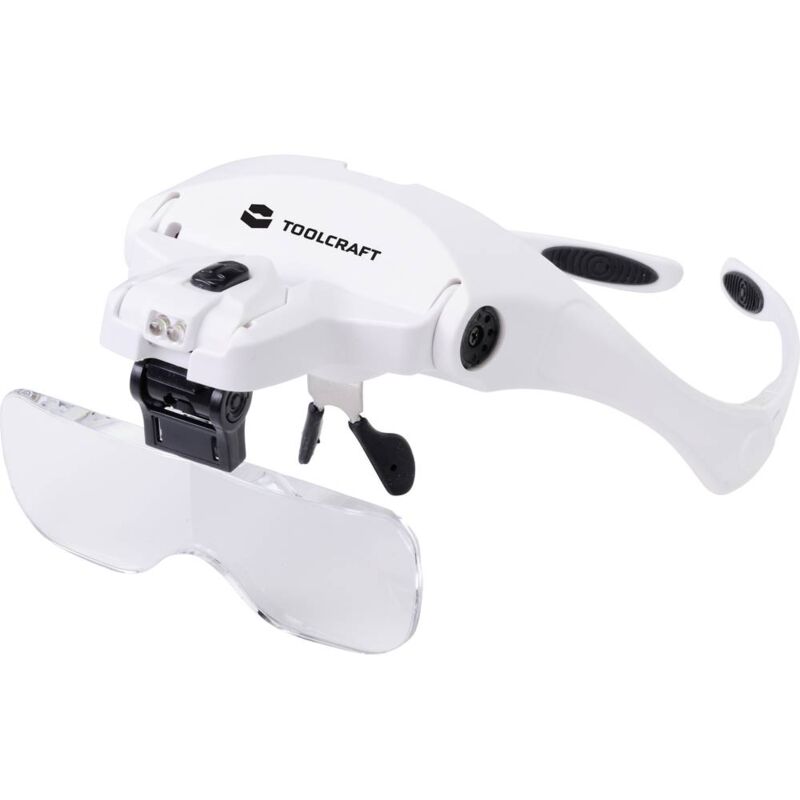foto del prodotto toolcraft 2469761 occhiali d ingrandimento con illuminazione led ingrandimenti 3.5 x, 2.5 x, 2.0 x, 1.5 x, 1.0 x lente