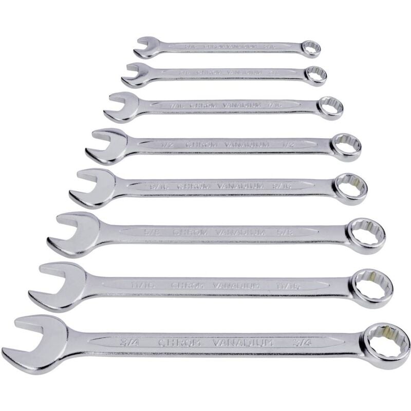 foto del prodotto toolcraft 815082 kit chiavi combinate 8 parti misura metrica 8 19 mm misura in pollici 1 2 11 16
