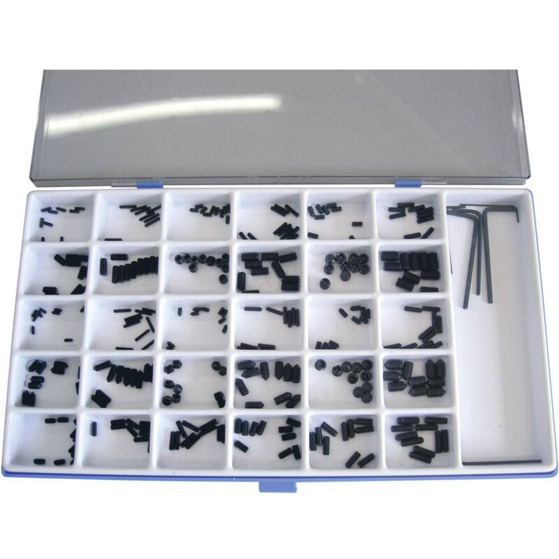 foto del prodotto toolcraft 886327 assortimento grani filettati acciaio 306 pz.