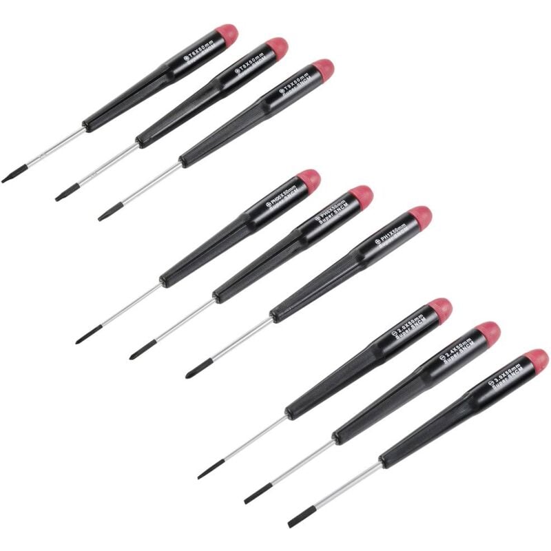 foto del prodotto toolcraft kit cacciaviti 9 parti taglio, croce phillips, profilo a t