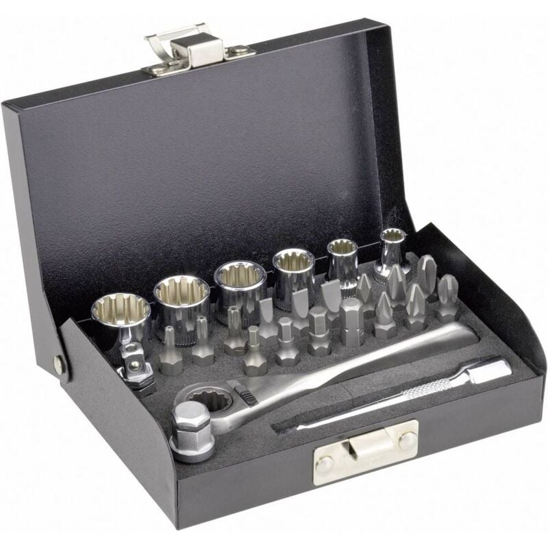 foto del prodotto toolcraft kit di chiavi a bussola metrico 1 4 6.3 mm 23 parti 820928