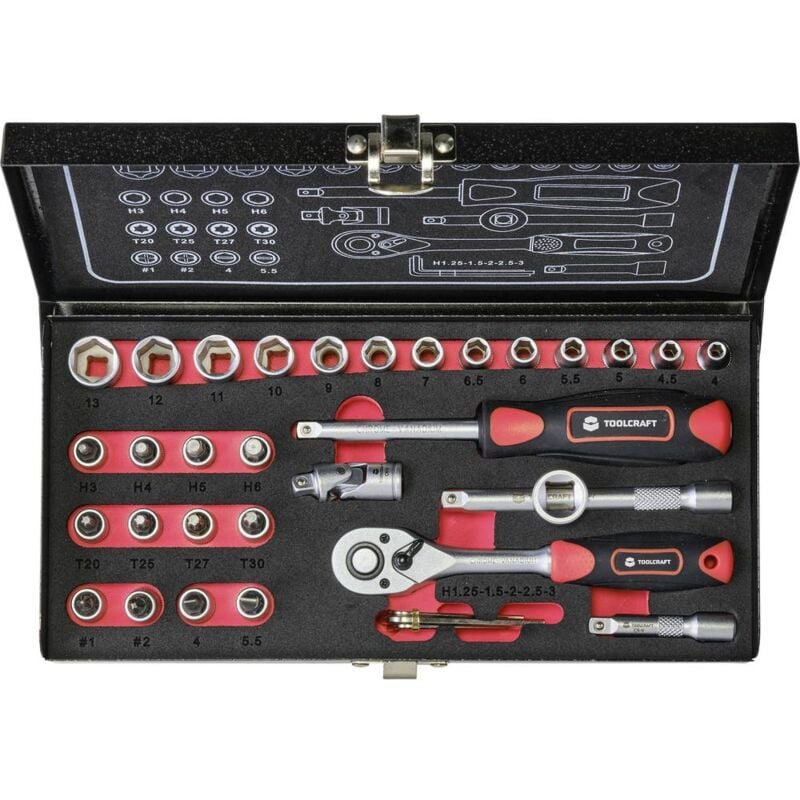 foto del prodotto toolcraft kit di chiavi a bussola metrico 1 4 6.3 mm 36 parti 826363