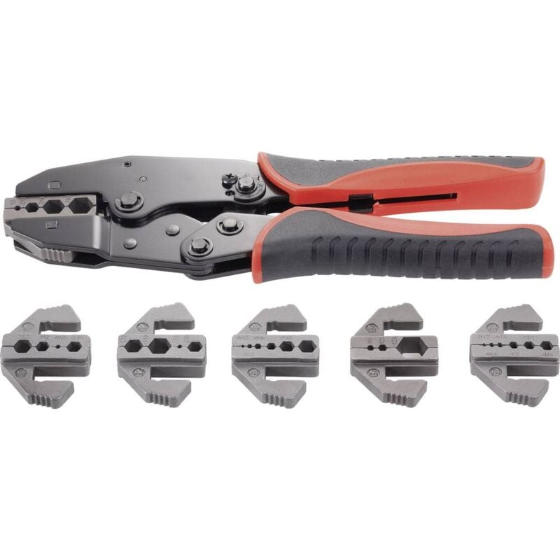 foto del prodotto toolcraft pz 505 818645 pinza crimpatrice 7 parti connettore a spina coassiale bnc, tnc, spina lwl rg6, rg8, rg11, rg58
