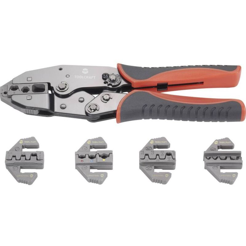 foto del prodotto toolcraft pz 506 430461 kit pinza crimpatrice 6 parti capocorda isolato, capocorda chiuso non isolato, terminale aperto