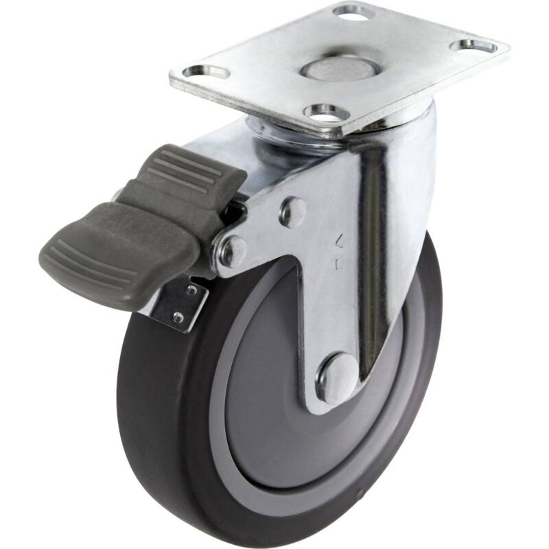 foto del prodotto toolcraft to 5137920 ruota orientabile con freno di stazionamento e piastra avvitabile 100 mm tpr capacit di carico m