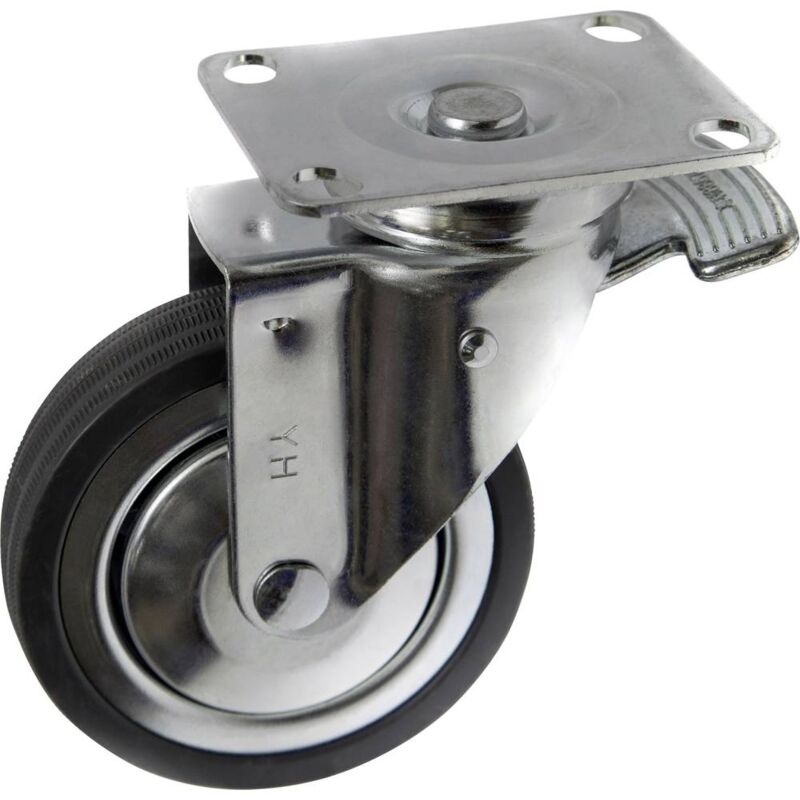 foto del prodotto toolcraft to 5137929 ruota orientabile con freno di stazionamento e piastra avvitabile 100 mm in gomma capacit di cari
