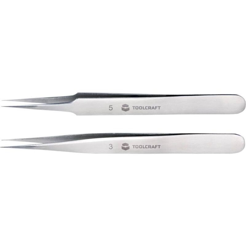 foto del prodotto toolcraft to 5861034 kit pinzette 2 parti acuminate, superfini 120 mm