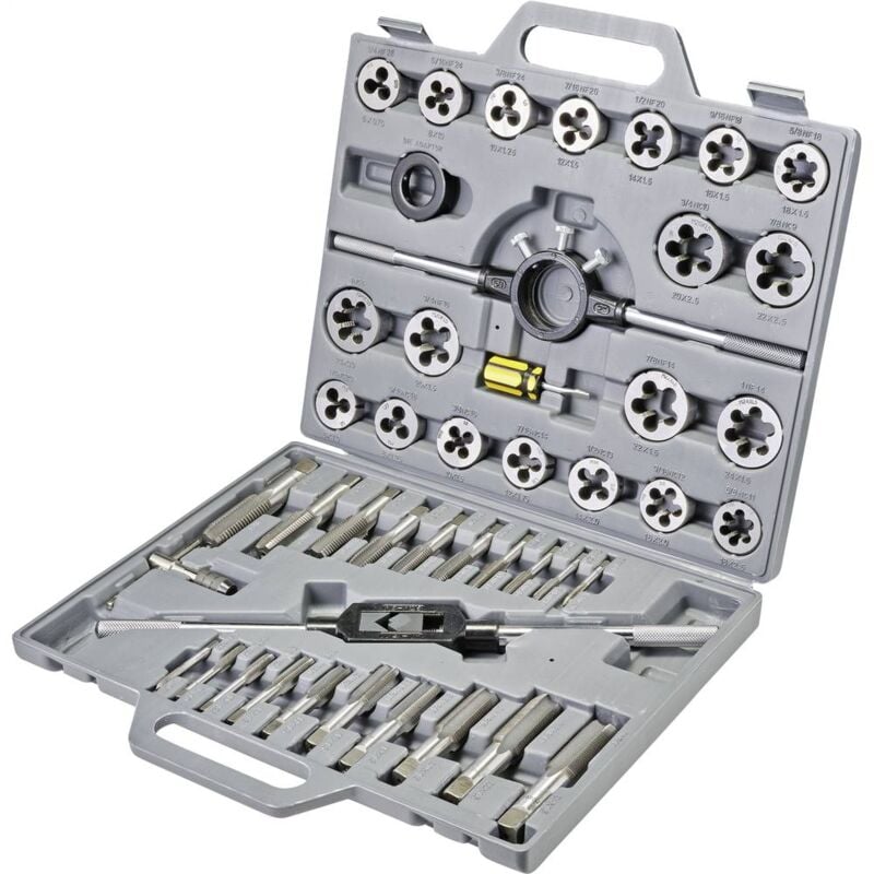 foto del prodotto toolcraft to 7199877 kit maschi e filiere 45 parti hss metrica m6, m8, m10, m12, m14, m16, m18, m20, m22, m24