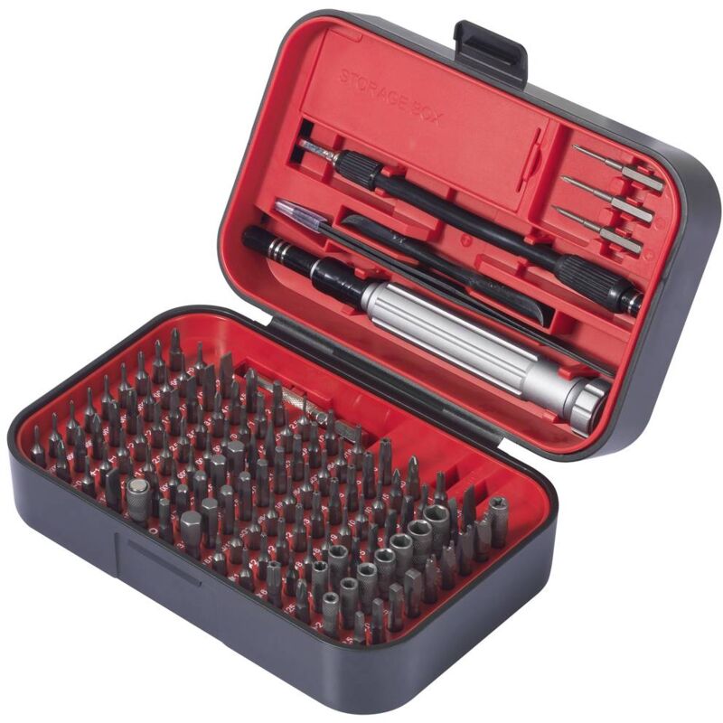 foto del prodotto toolcraft to-9407052 kit inserti 150 parti croce phillips, croce pozidriv, esagono esterno, esagonale, tri-wing, profil