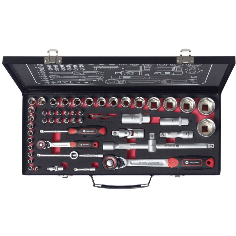 foto del prodotto toolcraft to 9626409 kit cricchetti con levetta d inversione 1 4 6.3 mm , 1 2 12.5 mm dimensione del prodotto, lun