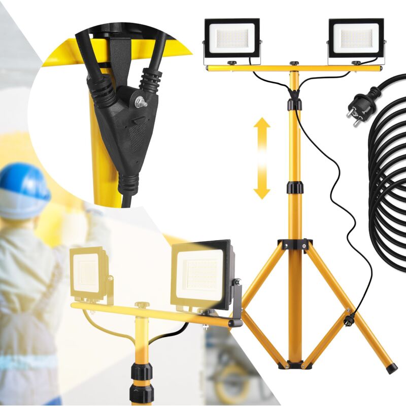 foto del prodotto toolight alogeno led su treppiede tutumi rsl002 30n yellow 2x30w