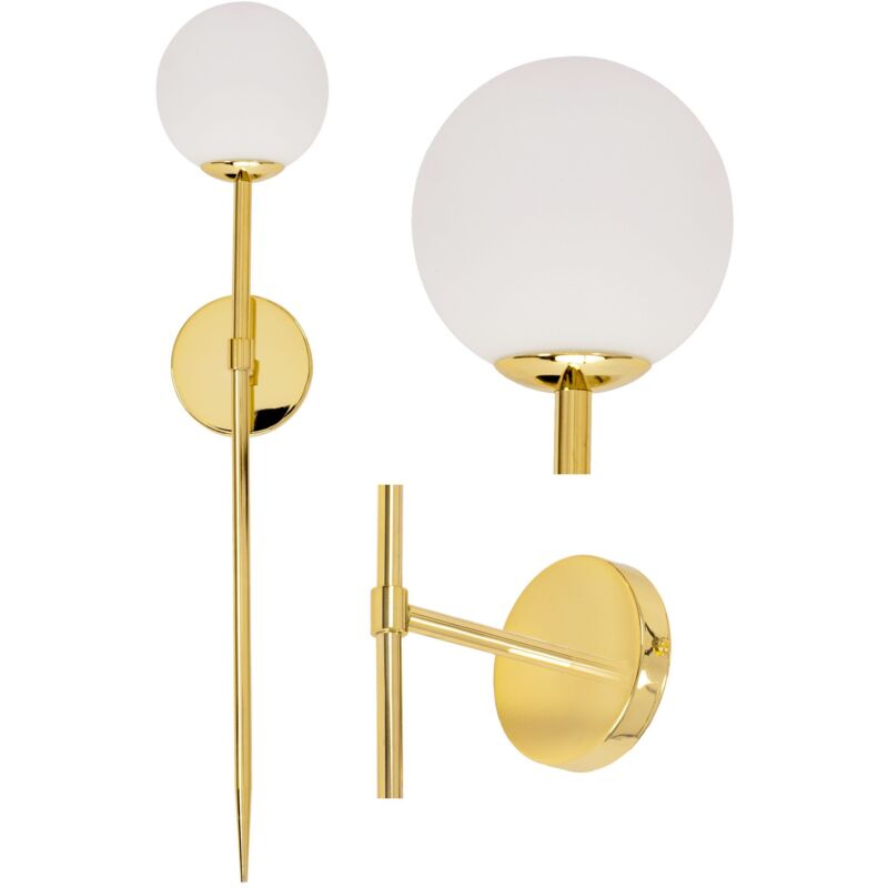 foto del prodotto toolight applique da parete app582 1w moderno oro 90cm sfera 1 punti luce e27 16x27x88cm